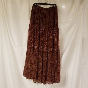 Knox Rose Boho Tiered Maxi Skirt sz L
